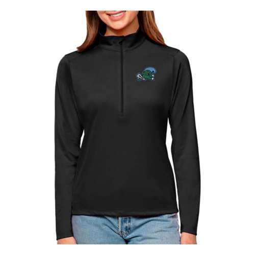 New York Jets Antigua Women's Metallic Logo Tribute Half-Zip Top