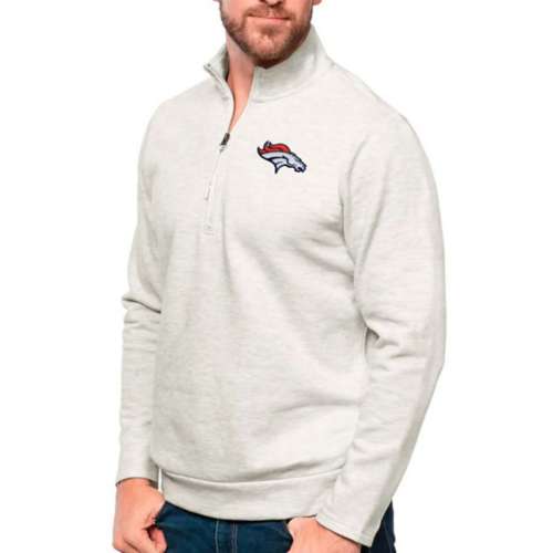 Men's Antigua Oatmeal Detroit Lions Course Quarter-Zip Pullover Top