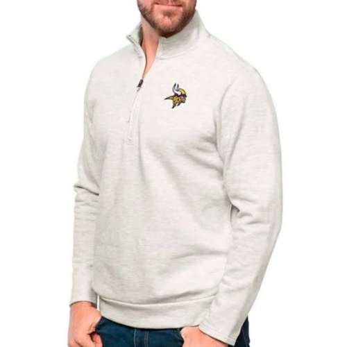 Cleveland Browns Antigua Team Logo Course Quarter-Zip Pullover Top - Oatmeal