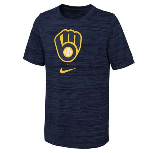 Nike Youth Milwaukee Brewers Logo Velocity T-Shirt - Navy - L Each