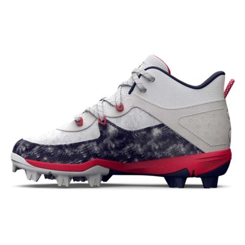 Under Armour Boys' Harper 8 TPU Jr. USA Baseball Cleats - White, 3