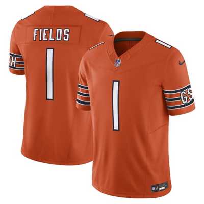 Nike Men's Chicago Bears Justin Fields #1 Orange Game Jersey