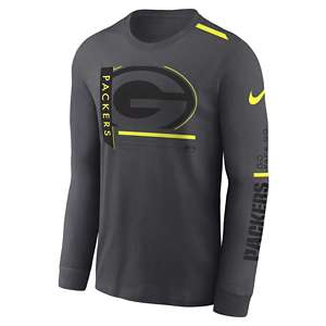 Green Bay Packers Nike 2023 Sideline Velocity Long Sleeve T-Shirt Small Grey Heather