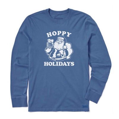 Men's Yours Leggings neri svasati a coste Santa Hoppy Holidays Crusher Long Sleeve T-Shirt