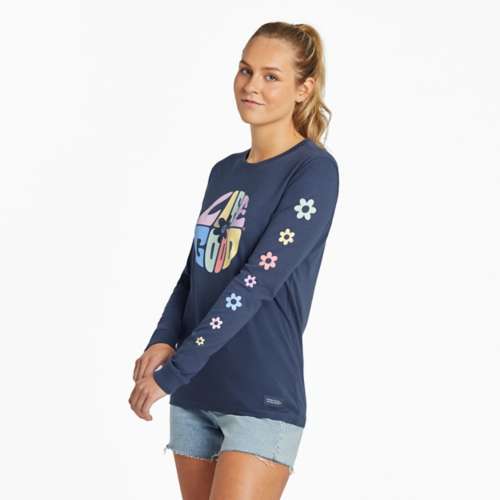 Women's Life is Good Daisy Circle Long Sleeve T-Shirt