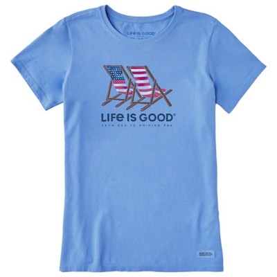 Women's Life is Good Americana Beach Chairs T-Shirt