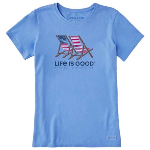 Women's Life is Good Americana Beach Chairs TShirt