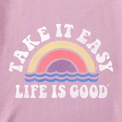 Women's Life is Good Take It Easy Rainbow Waves T-Shirt