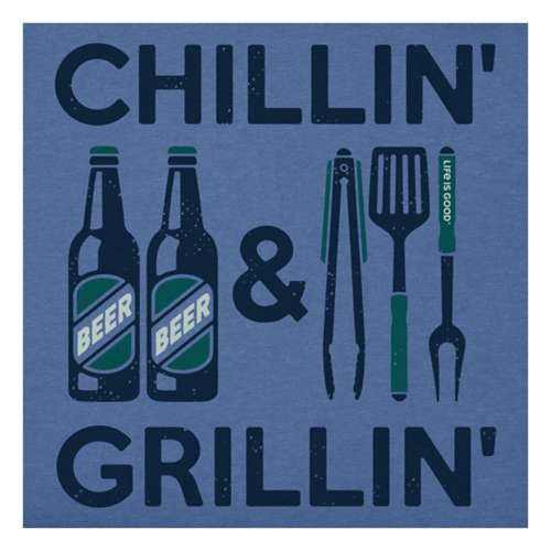 Men's Life is Good Chillin' and Grillin' Beer and BBQ T-Shirt