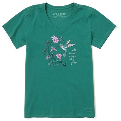 Women's Life is Good Hummingbird Brave Wings Crusher Vee V-Neck T-Shirt