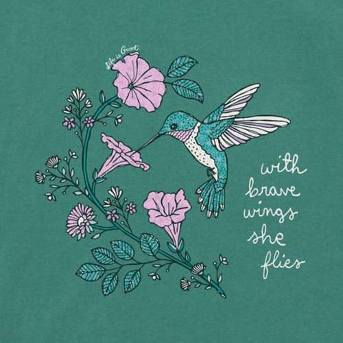 Women's Life is Good Hummingbird Brave Wings Crusher Vee V-Neck T-Shirt