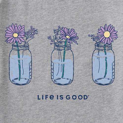 Women's Life is Good Floral Jars Crusher T-Shirt
