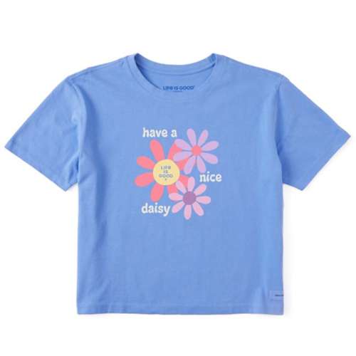 Women's Life is Good Groovy Have A Nice Daisy Boxy Crusher Tee T-Shirt