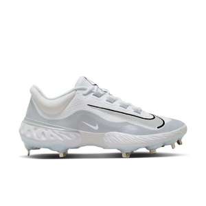 Nike Men's Alpha Huarache Elite 4 Mid Metal Baseball Cleats, Size 12.5, White/Black/Blue Tint/Pure Platinum