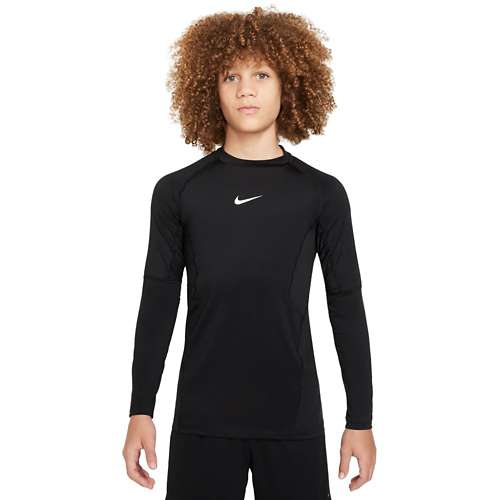 Boys' pecan nike Pro Long Sleeve Compression Shirt