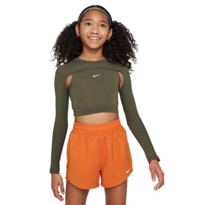 Girls' Nike big Dri-FIT Cutout Long Sleeve Crop Top