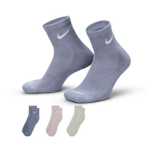 Adult Nike Everyday Plus Cushioned Training Ankle 3 Pack Quarter Fitness Socks