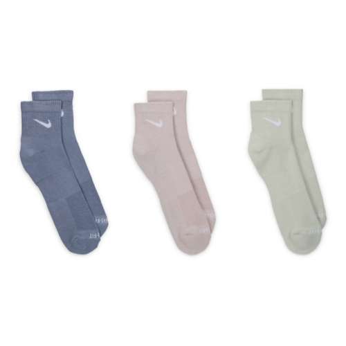 Adult Nike Everyday Plus Cushioned Training Ankle 3 Pack Quarter Fitness Socks