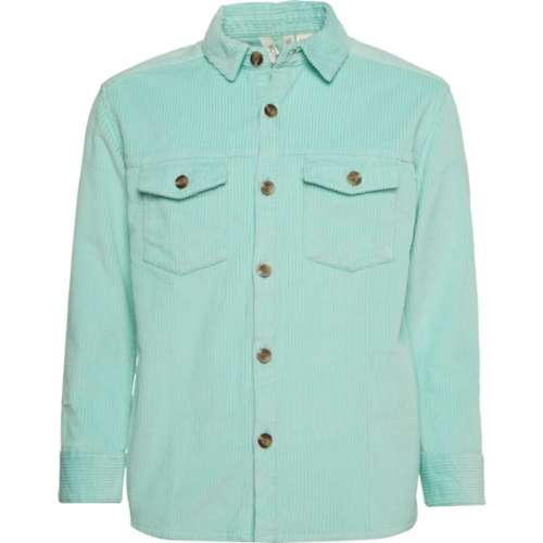Girls' Roxy Let You Know Corduroy Long Sleeve Button Up patch shirt