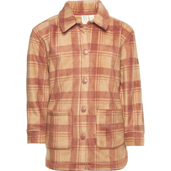 Girls’ Roxy Ocean Quiet Long Sleeve Button Up Shirt Small Cedar Wood Swell Check