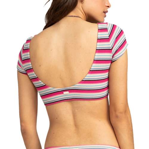 Women's Roxy Paraiso Stripe Cropped Swim Bikini Top