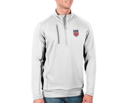 Men's Antigua White/Silver Kansas City Chiefs Generation Quarter-Zip  Pullover Jacket 