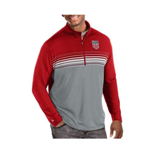 Men's Antigua Red/Gray Chicago Blackhawks Pace Quarter-Zip