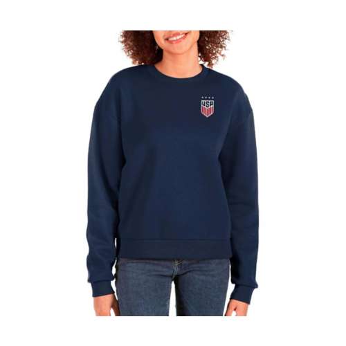 Antigua Women's Los Angeles Dodgers Red Victory Crew Pullover