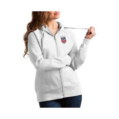 Women's Antigua Heather Gray New York Jets Victory Full-Zip Hoodie Size: Large