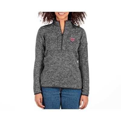 Houston Astros Antigua Women's Fortune Half-Zip Pullover Sweater - Heathered Navy, Size: XL, Blue