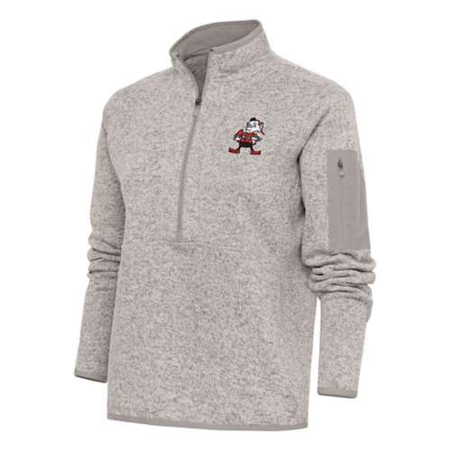 Antigua Cleveland Browns Spikes 1-4 Zip Hoodie - Everything Buckeyes