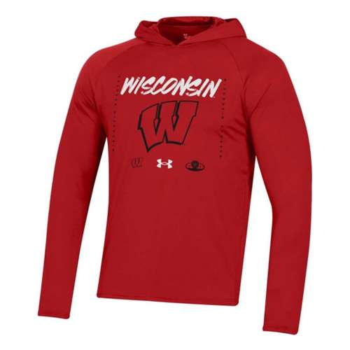 Wisconsin Badgers Under Armour White Football Step Down Tech Long Sleeve T- Shirt