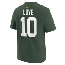 Nike Kids' Green Bay Packers Jordan Love #10 Fuse Name & Number T-Shirt