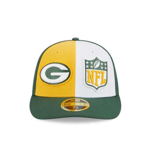 Green Bay Packers New Era 2023 Sideline Low Profile 59FIFTY Hat Fitted Hat 7 3/8 Yellow/Green