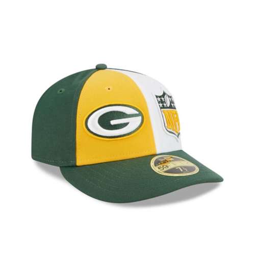 Green Bay Packers New Era 2023 Sideline Low Profile 59FIFTY Hat Fitted Hat 7 3/8 Yellow/Green