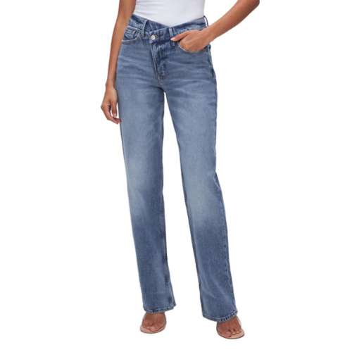 Women's GOOD AMERICAN Good 90's Crossover Relaxed Fit Straight Jeans