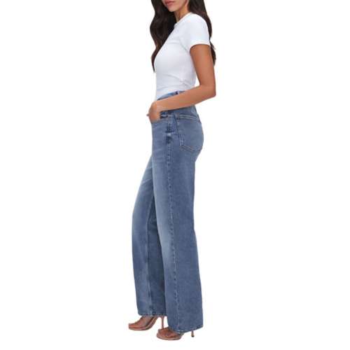 Women's GOOD AMERICAN Good 90's Crossover Relaxed Fit Straight Terry Jeans