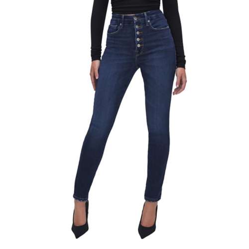 Women's GOOD AMERICAN Good Waist Button Front Slim Fit Skinny Jeans
