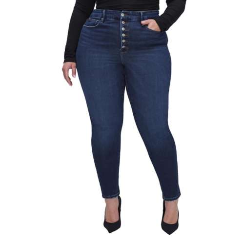 Women's GOOD AMERICAN Good Waist Button Front Slim Fit Skinny Jeans