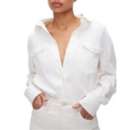 Women's GOOD AMERICAN Denim Fitted Long Sleeve Button Up Shirt