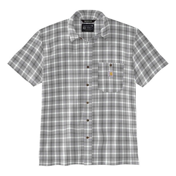 Men’s Carhartt Force Sun Defender Relaxed Fit Lightweight Plaid Button Up Shirt Medium Carhartt Grey