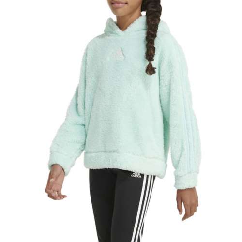 Adidas Long Sleeve Cozy Furry Pullover Hoodie Turquoise, 48% OFF