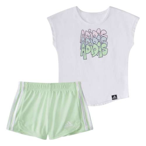 Baby Girls' adidas Graphic Mesh T-Shirt and Shorts Set