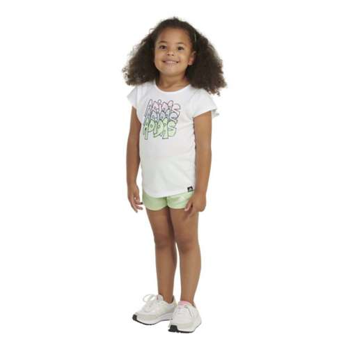 Toddler Girls' adidas Graphic Mesh T-Shirt and Shorts Set