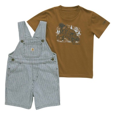 Toddler Boys' Carhartt Tickling Stripe T-Shirt and Shortalls Set