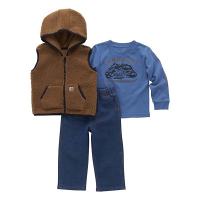 Baby Boy s Carhartt Mountain Print T Shirt Vest and Pants Set
