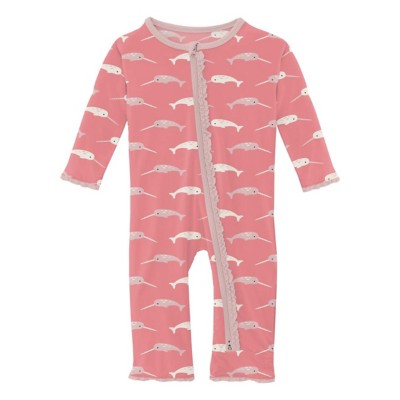 Baby Kickee Splatter pants Muffin Ruffle Coveral 2 Way Zipper Pajamas