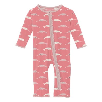 Baby Kickee pants french Muffin Ruffle Coveral 2 Way Zipper Pajamas