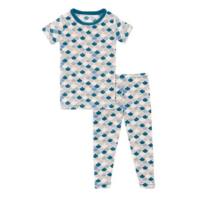 Toddler Kickee Pants Short Sleeve shirt greenorange and Pants Pajama Set