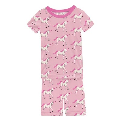 Toddler Kickee Pants Print T-shirt greenorange and Shorts Pajama Set